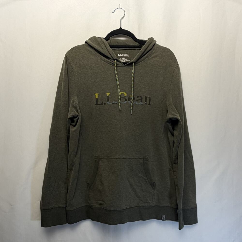 LL Bean Cozy Camp Hoodie 505617 Womens Large Green Pullover Long Sleeve